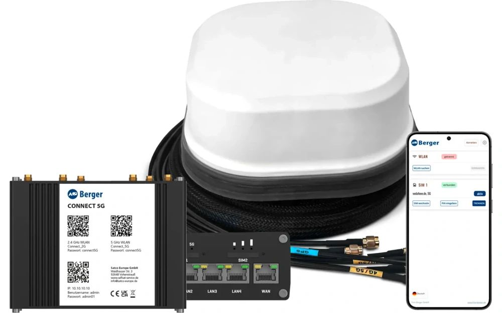 5G router se střešní anténou Berger Connect