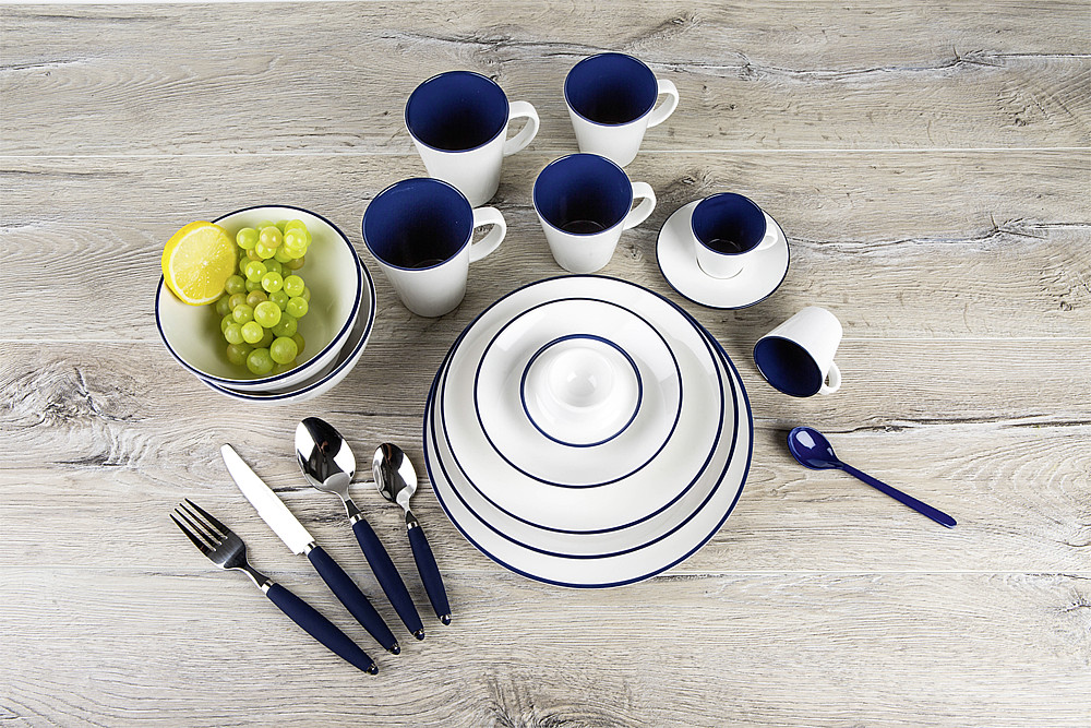 Sada nádobí Linea modro-bílá, 16-dílná