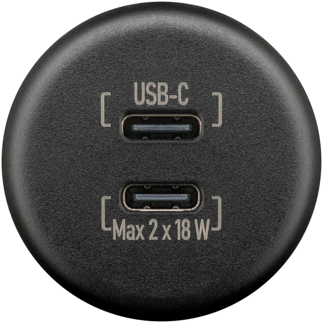 Vestavná nabíjecí zásuvka 2 x USB-C, černá