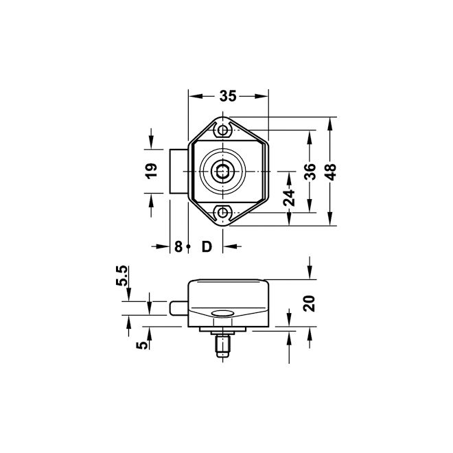 Zámek Mini Push-Lock, hnědá
