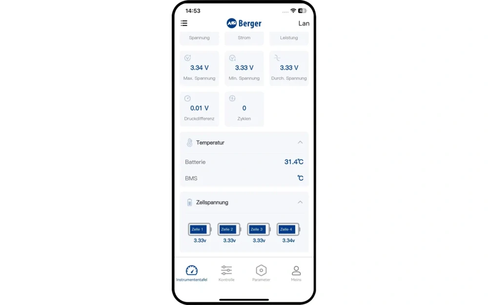 Podsedadlová LiFePO4 baterie Berger Lithium Pro 200 Ah 12V s Bluetooth a ohřevem