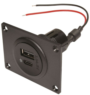 Zásuvka USB-A/C, 12 V, s montážní destičkou
