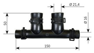 Gumová přípojka radiátoru Alde 16 mm, se svorkami